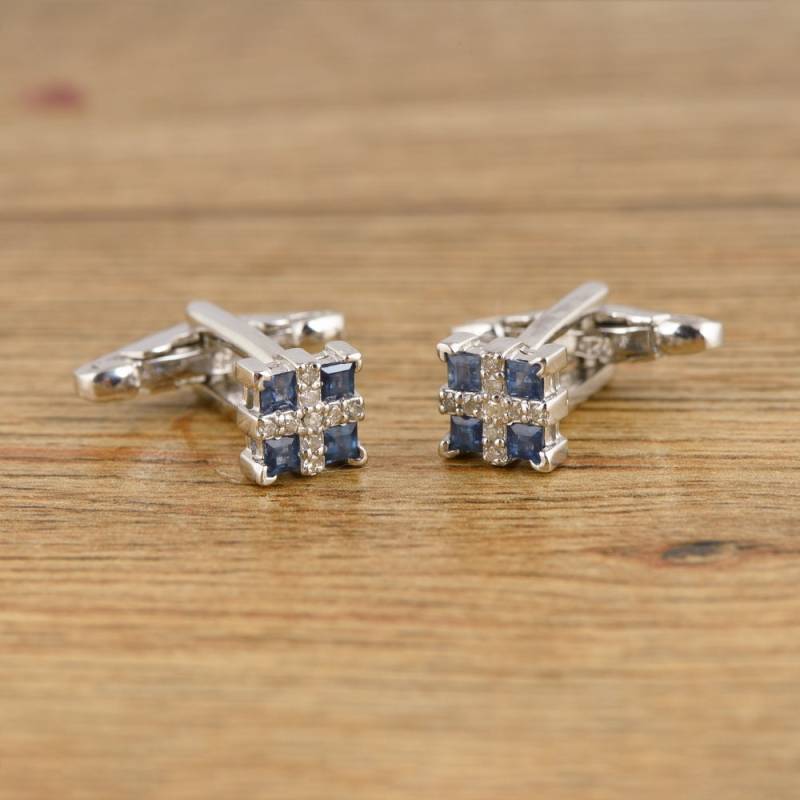 Blauer Saphir Manschettenknöpfe Sterling Silber Herrenschmuck von JaipurjewelsStore
