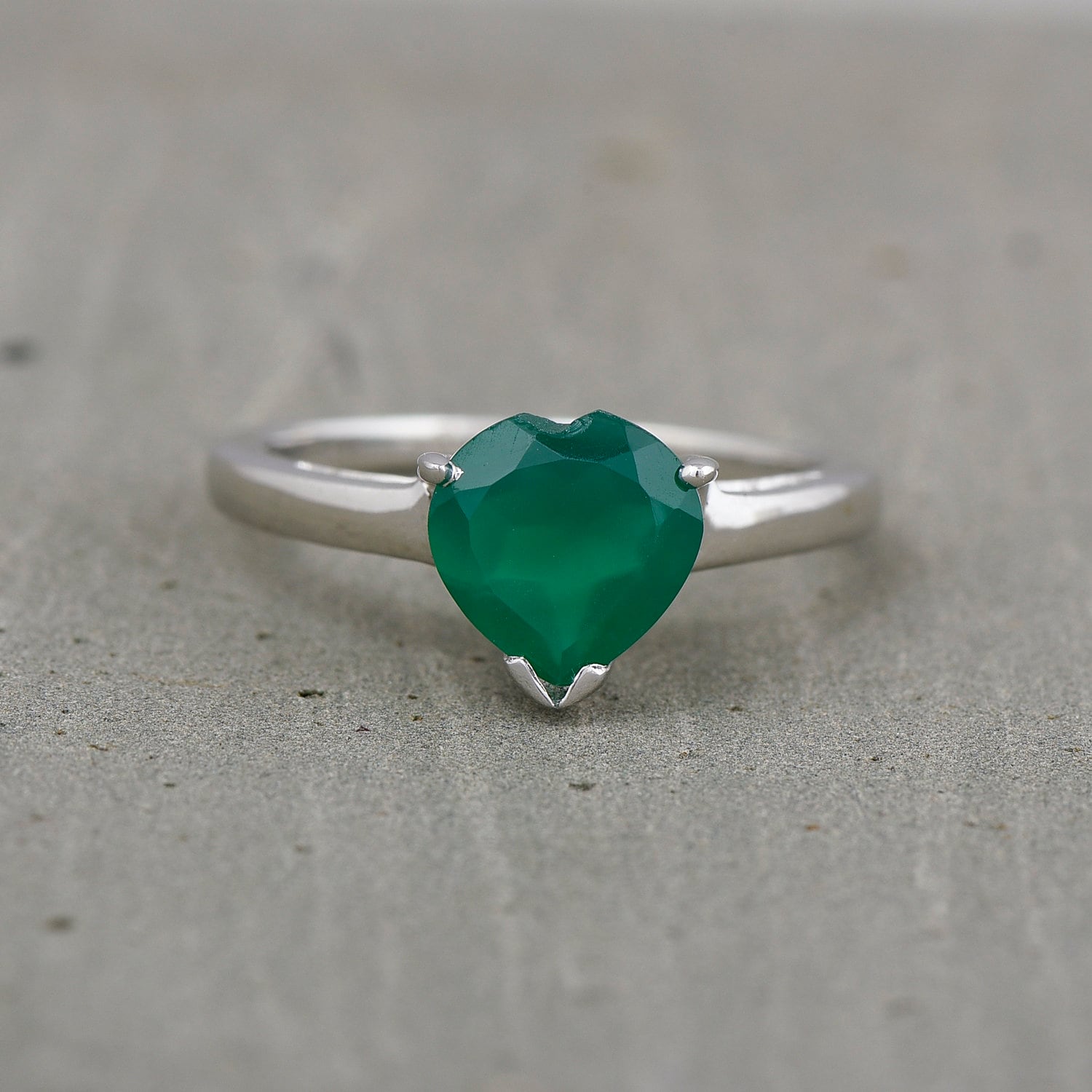 Grün Onyx Herz Ring 925 Sterling Silber Ring von JaipurjewelsStore