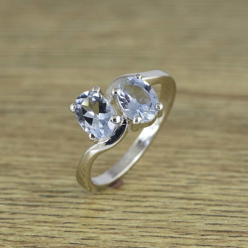 Oval Aquamarin Edelstein Ring Sterling Silber Schmuck | Größe 12 Bis 22 von JaipurjewelsStore