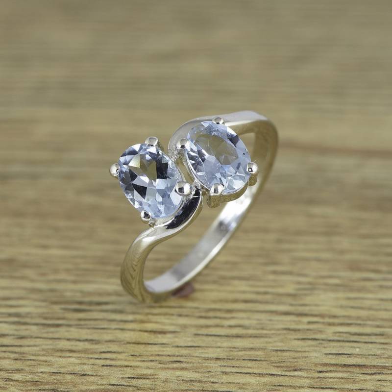 Oval Aquamarin Edelstein Ring Sterling Silber Schmuck | Größe 12 Bis 22 von JaipurjewelsStore