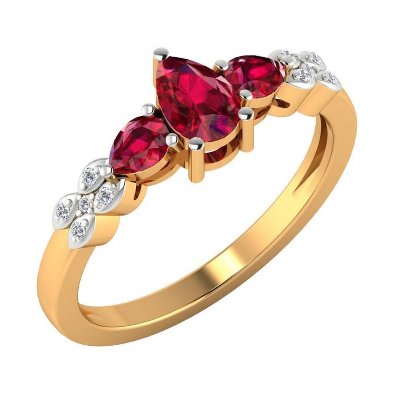 Pear Cut Rubin Ring 14K Gelbgold, Diamant Akzente Verlobungsringe von JaipurjewelsStore