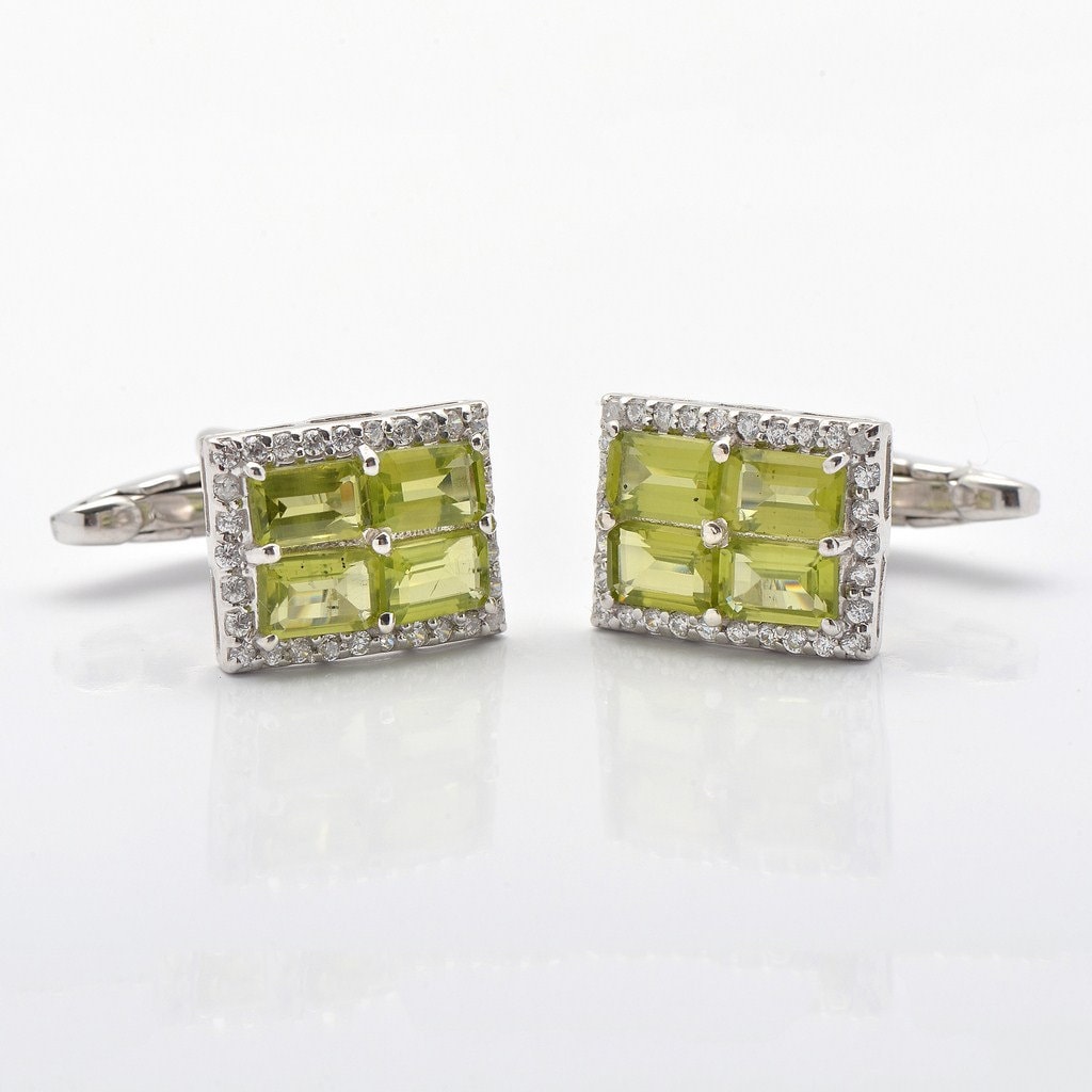sterling Silber Achteck Peridot Manschettenknöpfe - Herren Schmuck Geschenk von JaipurjewelsStore