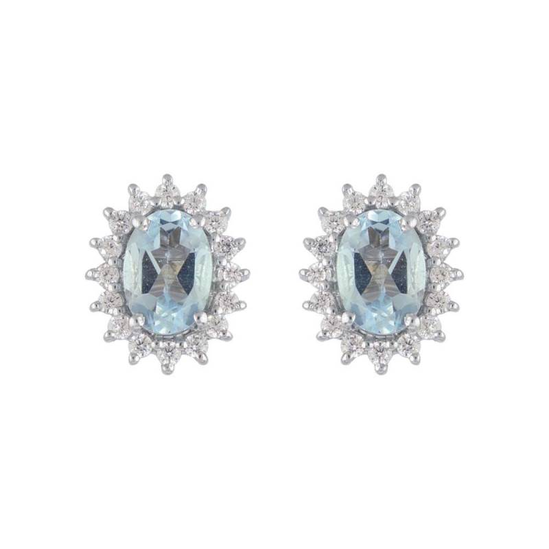 sterling Silber Blautopas Ohrstecker Dezember Geburtsstein von JaipurjewelsStore