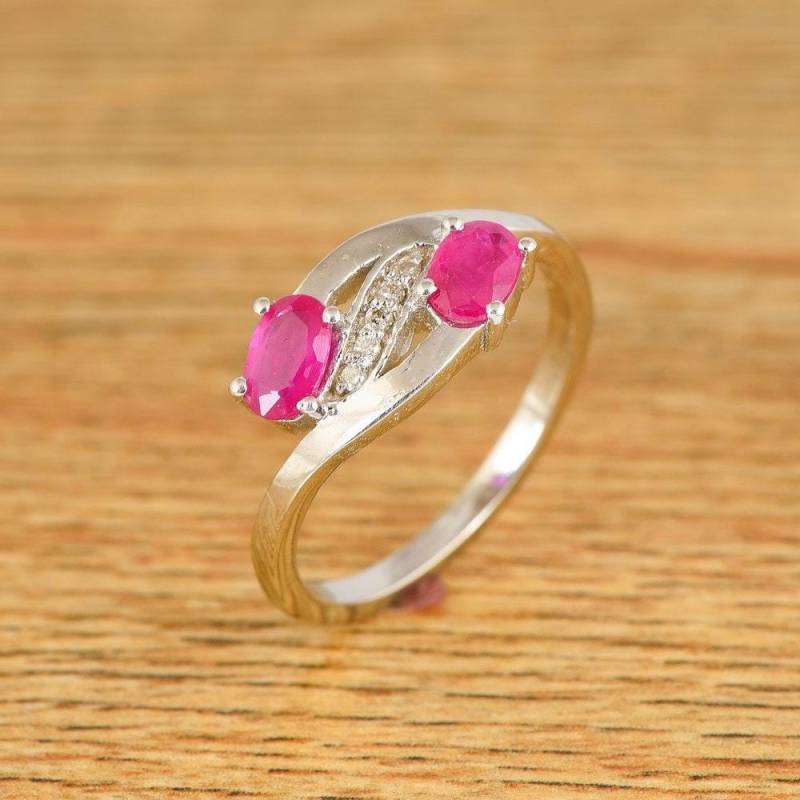 sterling Silber Rubin Ring Edelstein Oval Geschliffen, Juli Geburtsstein von JaipurjewelsStore