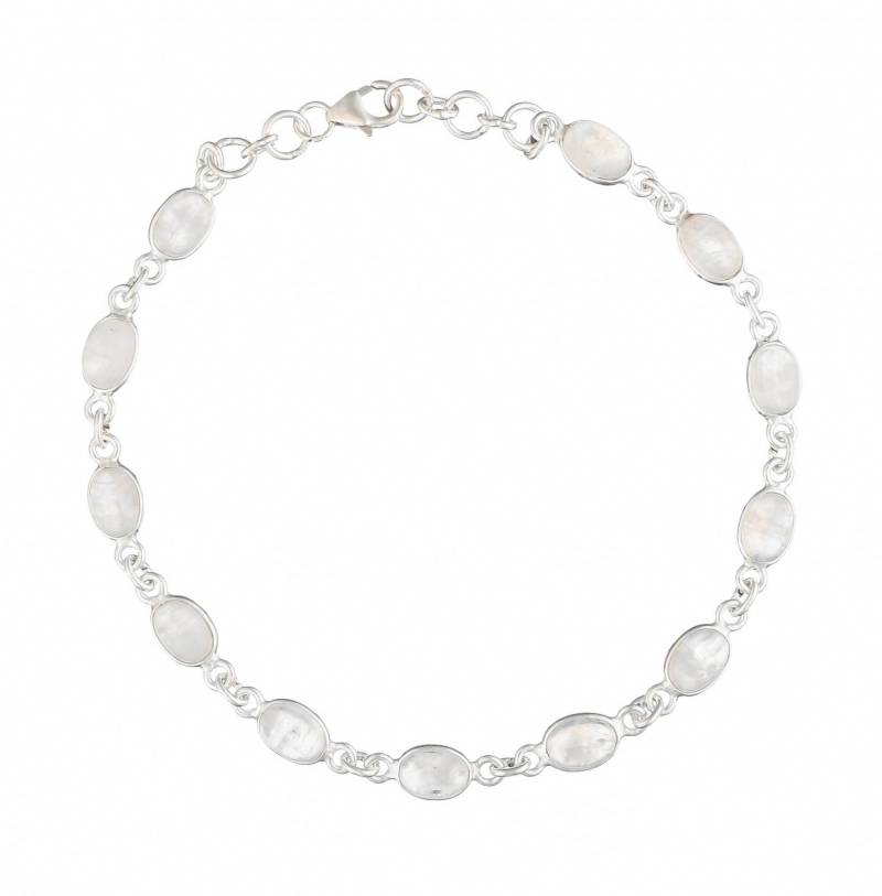 Handgefertigtes Sterling Silber Regenbogen Mondstein Armband - Verstellbare Lünette Design von JaipursilverCrafts