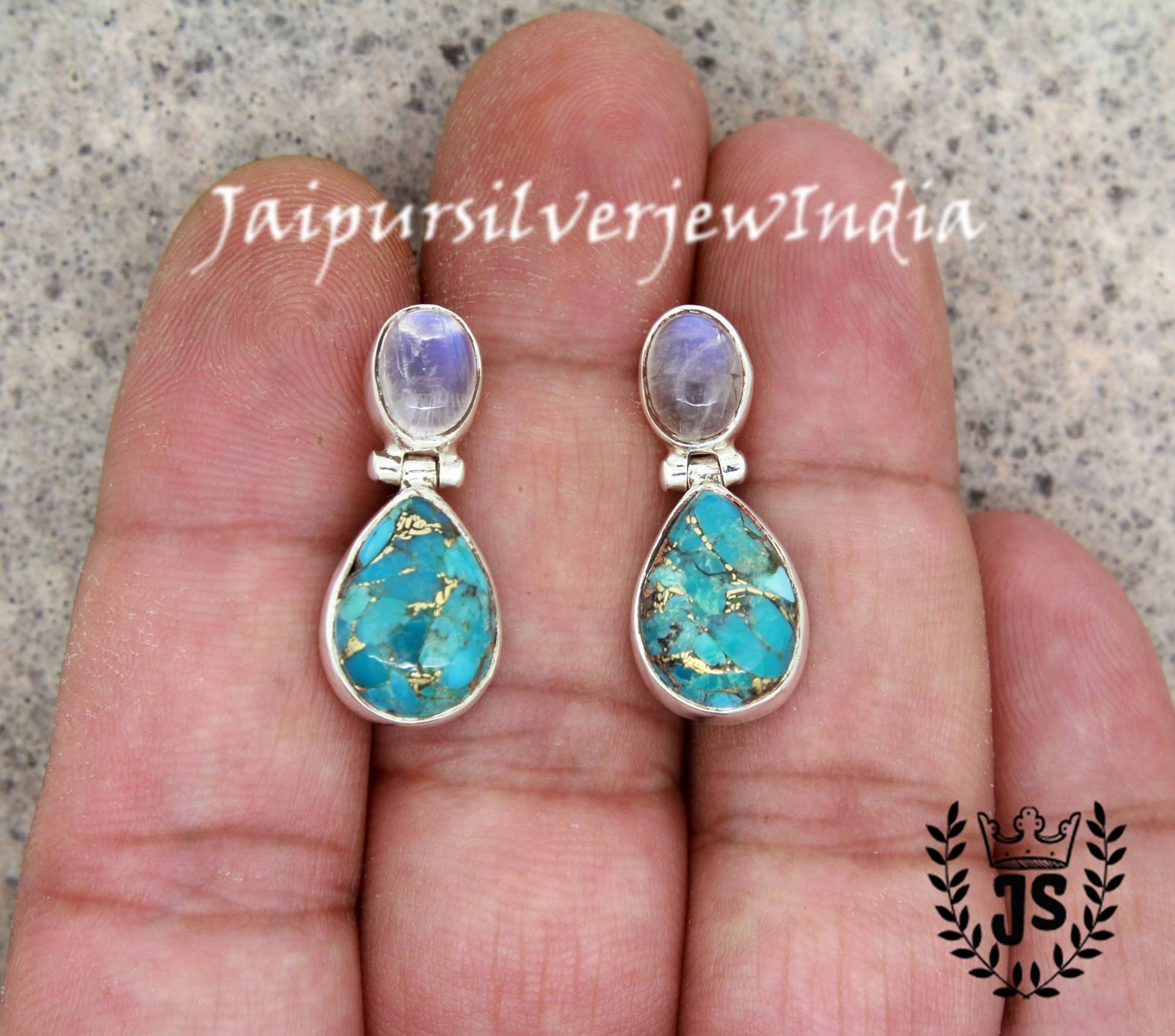 Kupfer Türkis Ohrringe Mondstein Sterling Silber Ohrring Multi Edelstein Heilkristall Schmuck Geschenk Für Sie Kupfer Türkis Ohrringe Mondstein Sterling Silber Ohrring Multi Edelstein Heilkristall Schmuck Geschenk Für Sie von JaipursilverjewIndia
