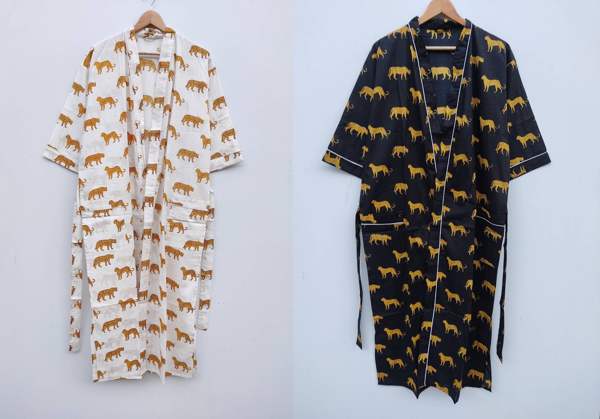 Damen Kimono Robe, Kimono, Tiger Print, Weicher Und Bequemer Wickelkleid, Handgemachte Nachtwäsche Robe von Jaipurvintagestore