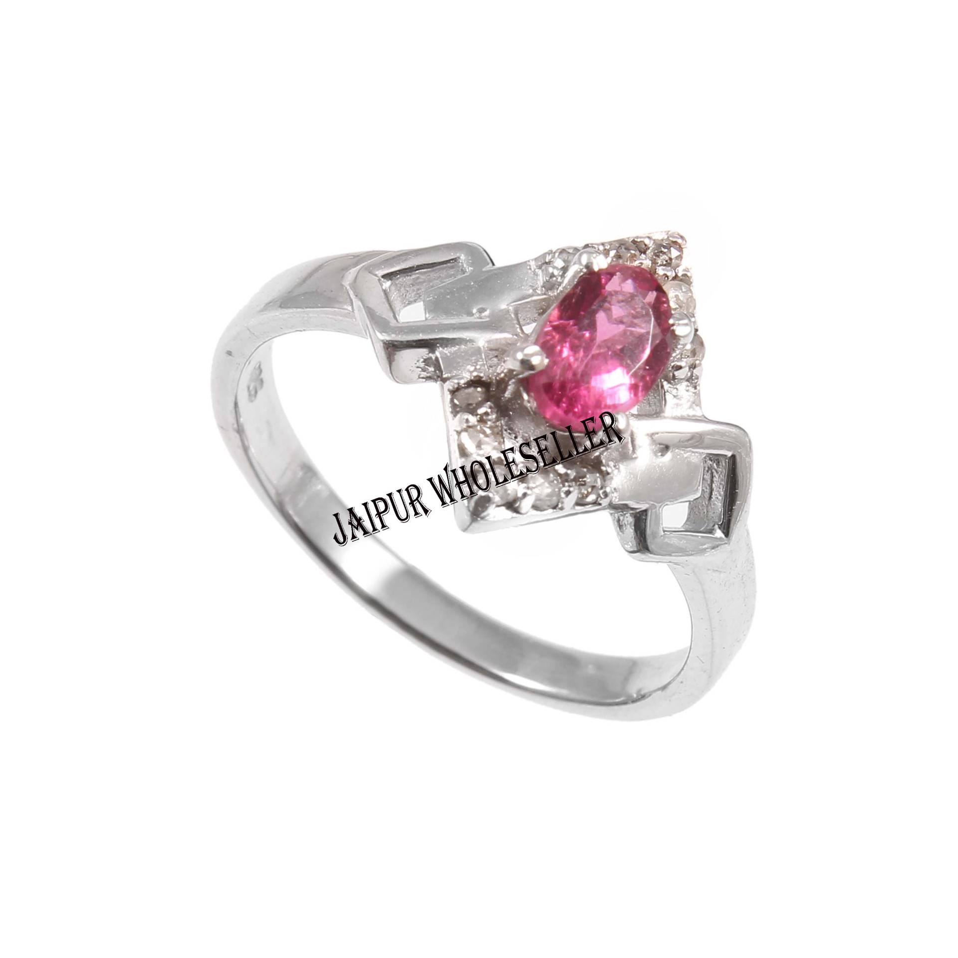 Direkter Hersteller/Rosa Turmalin Ring, 925 Sterling Silber Diamant Ehering, Zierlicher Brautjungfer Geschenk, Ringe Für Frauen von Jaipurwholeseller