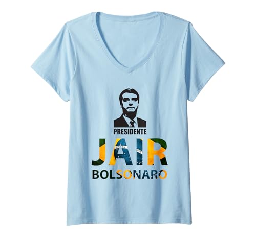 Damen Jair Bolsonaro President-T-Shirt T-Shirt mit V-Ausschnitt Damen Jair Bolsonaro President-T-Shirt T-Shirt mit V-Ausschnitt von Jair Bolsonaro Presidente Brasil Brazil