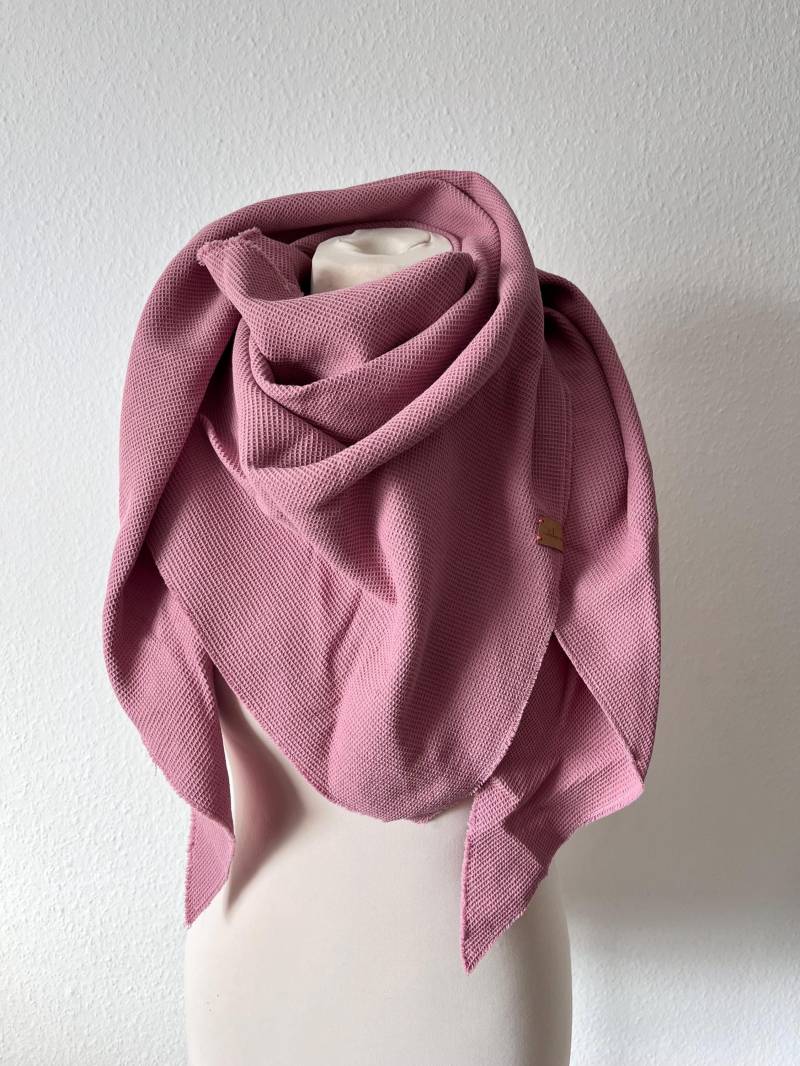 xl Kinder | Damen Dreieckstuch Waffelpiqué | Altrosa von JakamiDE