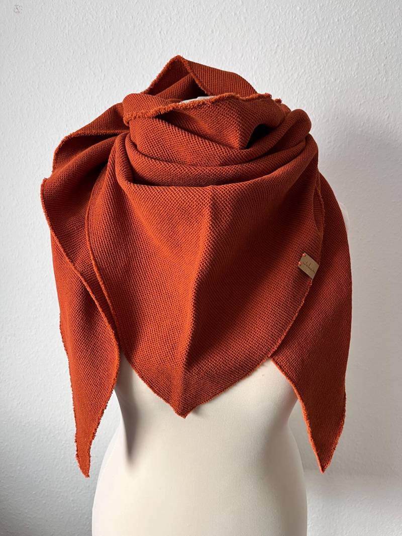 xl Kinder | Damen Dreieckstuch Waffelpiqué | Rostrot Neon Orange von JakamiDE