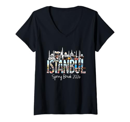 Damen Istanbul Türkei Frühlingsferien 2026 Urlaubsreisen T-Shirt mit V-Ausschnitt Damen Istanbul Türkei Frühlingsferien 2026 Urlaubsreisen T-Shirt mit V-Ausschnitt von Jakarta Indonesia Travel SB SPRING BREAK 2026