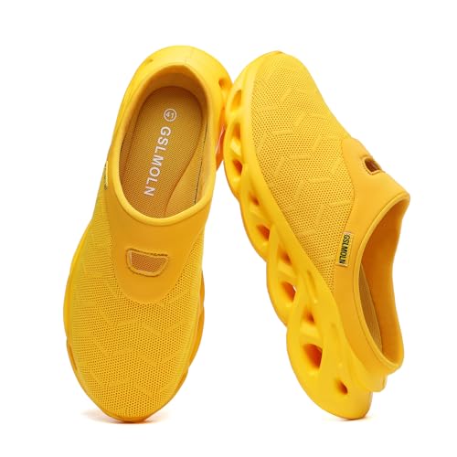 Jakcuz Damen Slip On Schuhe Leichte Walking Pantoletten Hausschuhe für Indoor und Outdoor, gelb, 41.5 EU Weit von Jakcuz