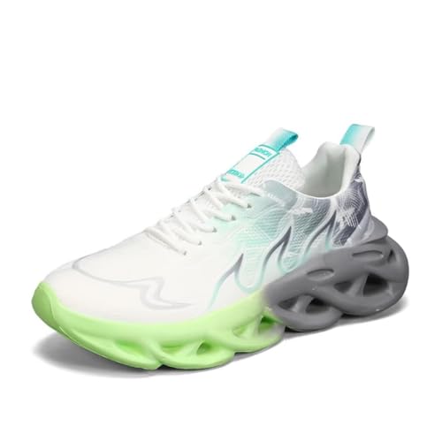 Jakcuz Modische Damen-Sneaker, atmungsaktiv, Sportschuhe, leicht, lässig, Wanderschuhe für Damen, Grün Grau, 40 EU von Jakcuz