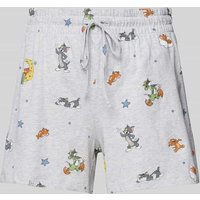 Jake*s Casual Loose Fit Pyjama-Shorts mit Tom&Jerry®-Print in Hellgrau Melange, Größe XS von Jake*s Casual