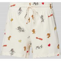 Jake*s Casual Loose Fit Pyjama-Shorts mit Tom&Jerry®-Print in Offwhite, Größe S von Jake*s Casual