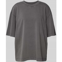 Jake*s Casual Oversized T-Shirt mit geripptem Rundhalsausschnitt in Dunkelgrau, Größe M von Jake*s Casual