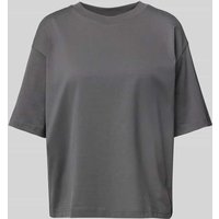 Jake*s Casual Oversized T-Shirt mit geripptem Rundhalsausschnitt in Dunkelgrau, Größe M von Jake*s Casual
