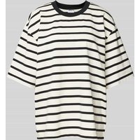 Jake*s Casual Oversized T-Shirt mit geripptem Rundhalsausschnitt in Offwhite, Größe L von Jake*s Casual