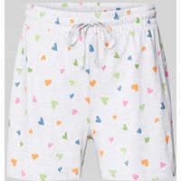 Jake*s Casual Pyjama-Shorts mit Allover-Motiv-Print in Hellgrau, Größe XS von Jake*s Casual