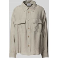 Jake*s Casual Relaxed Fit Bluse mit Brustpattentaschen in Mud, Größe 44 von Jake*s Casual