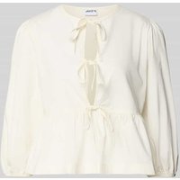 Jake*s Casual Slim Fit Bluse mit tiefem V-Ausschnitt in Offwhite, Größe 46 von Jake*s Casual