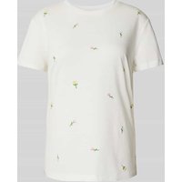 Jake*s Casual T-Shirt mit Allover-Muster in Offwhite, Größe S von Jake*s Casual