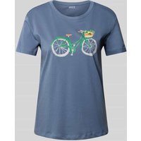 Jake*s Casual T-Shirt mit Motiv-Print in Rauchblau, Größe M von Jake*s Casual