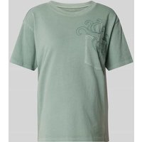 Jake*s Casual T-Shirt mit Motiv-Stitching in Oliv, Größe M von Jake*s Casual