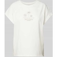 Jake*s Casual T-Shirt mit Motiv- und Statement-Stitching in Offwhite, Größe M von Jake*s Casual