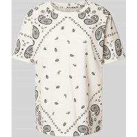 Jake*s Casual T-Shirt mit Paisley-Muster und Rundhalsausschnitt in Offwhite, Größe L von Jake*s Casual