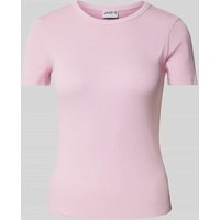 Jake*s Casual T-Shirt mit Rippenstruktur in Rosa, Größe M von Jake*s Casual