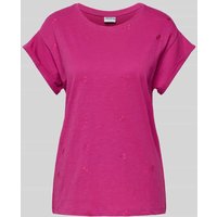 Jake*s Casual T-Shirt mit Rundhalsausschnitt in Fuchsia Melange, Größe L von Jake*s Casual