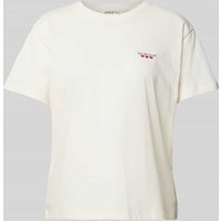 Jake*s Casual T-Shirt mit Statement-Stitching in Offwhite, Größe M von Jake*s Casual