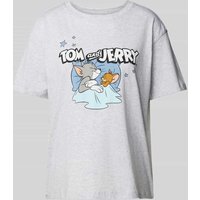 Jake*s Casual T-Shirt mit Tom&Jerry®-Print in Hellgrau Melange, Größe S von Jake*s Casual