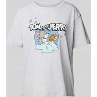 Jake*s Casual T-Shirt mit Tom&Jerry®-Print in Hellgrau Melange, Größe XS von Jake*s Casual