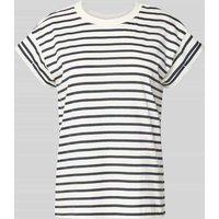 Jake*s Casual T-Shirt mit geripptem Rundhalsausschnitt in Dunkelblau, Größe XXL von Jake*s Casual
