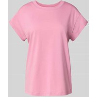 Jake*s Casual T-Shirt mit geripptem Rundhalsausschnitt in Mauve, Größe S von Jake*s Casual