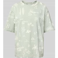 Jake*s Casual T-Shirt mit Allover Muster in Mint, Größe XXL von Jake*s Casual
