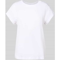 Jake*s Casual T-Shirt mit geripptem Rundhalsausschnitt in Weiss, Größe L von Jake*s Casual