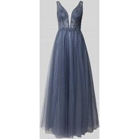 Jake*s Cocktail Abendkleid mit Spitzen- und Ziersteinbesatz in Mittelgrau, Größe 42 Jake*s Cocktail Abendkleid mit Spitzen- und Ziersteinbesatz in Mittelgrau, Größe 42 von Jake*s Cocktail