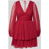 Jake*s Cocktail Cocktailkleid im Stufen-Look mit V-Ausschnitt in Fuchsia, Größe 50 von Jake*s Cocktail