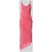 Jake*s Cocktail Cocktailkleid mit Volants und Spaghettiträgern in Fuchsia Melange, Größe 46 von Jake*s Cocktail