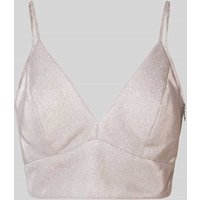 Jake*s Cocktail Crop Top mit Spaghettiträgern in Metallic Beige Melange, Größe 32 von Jake*s Cocktail
