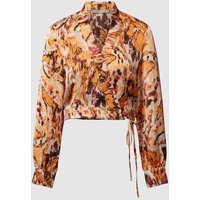 Jake*s Collection Crop Bluse mit Allover-Muster in Dunkelorange, Größe 40 von Jake*s Collection