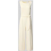 Jake*s Collection Jumpsuit mit Bindegürtel und Rundhalsausschnitt in Ecru, Größe 32 von Jake*s Collection