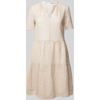 Jake*s Collection Knielanges Kleid mit Lochstickerei in Offwhite, Größe 32 von Jake*s Collection
