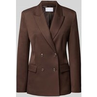 Jake*s Collection Regular Fit Blazer mit Viskose-Anteil und doppelter Knopfleiste in Dunkelbraun, Größe 44 von Jake*s Collection