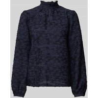 Jake*s Collection Regular Fit Bluse mit Strukturmuster in Dunkelblau, Größe 36 von Jake*s Collection