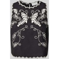 Jake*s Collection Regular Fit Blusentop mit Motiv-Stitching in Black, Größe 38 von Jake*s Collection